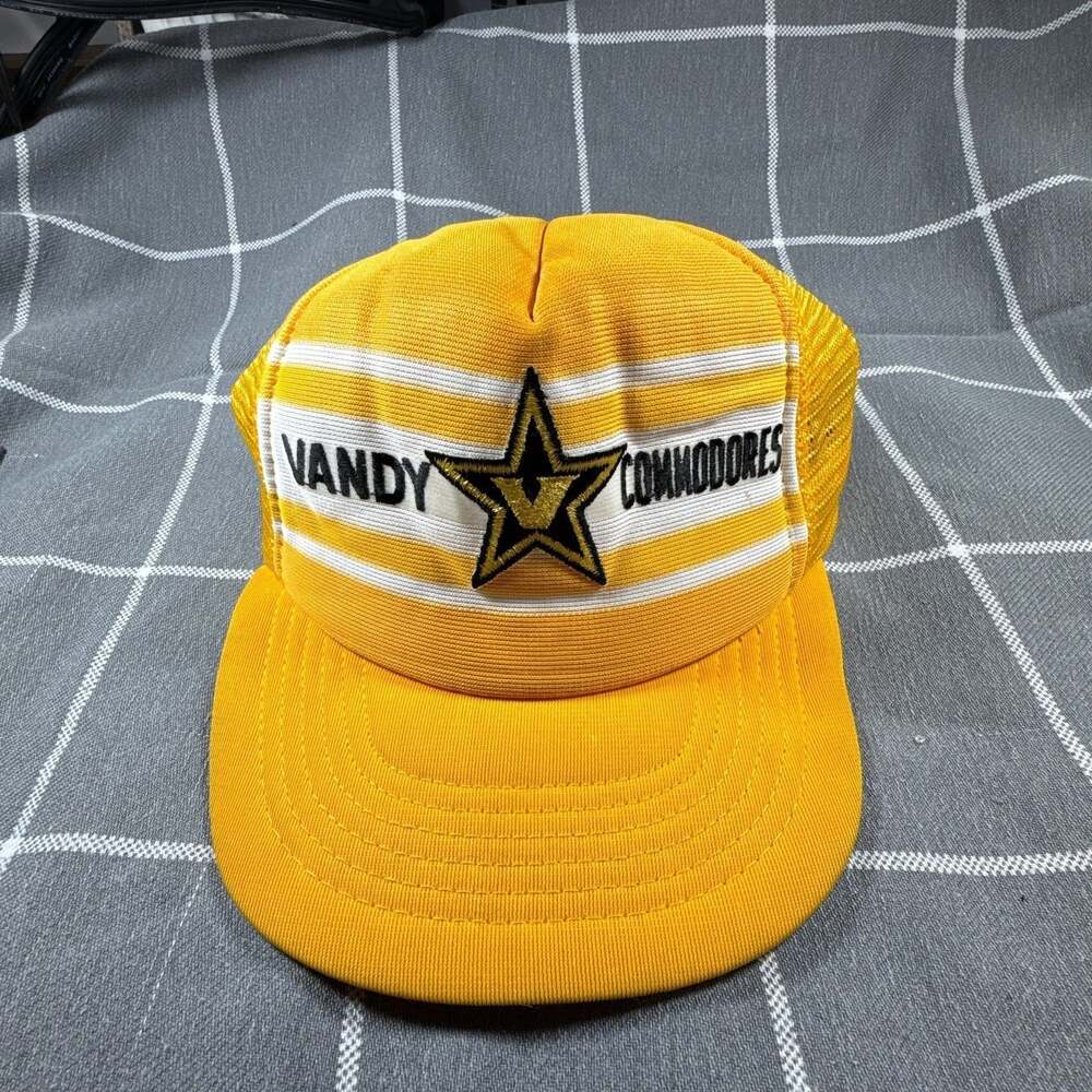 Vintage San Sun Vanderbilt Commodores Hat Yellow Black Snapback Deadstock 80s Ca